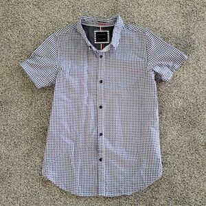 Boys Cactus Blue White Checked Button Down Shirt Size 11/12